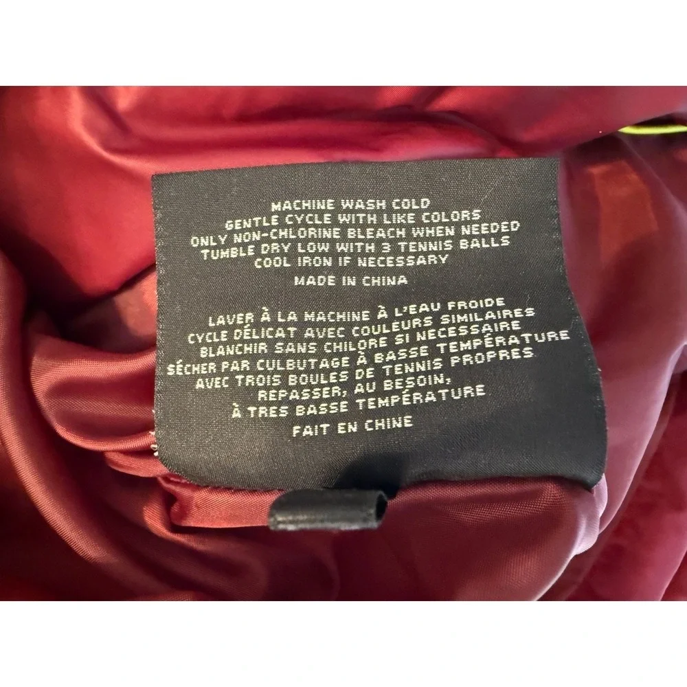 Marc‎ New York Andrew Marc Burgundy Down Puffer Jacket Asym Zip Funnel Neck L - Picture 9 of 10